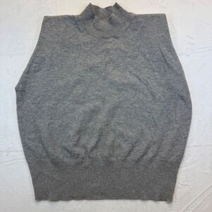 Banana Republic 100% Cashmere Mock Neck Sweater Padded Shoulder XL Gray
